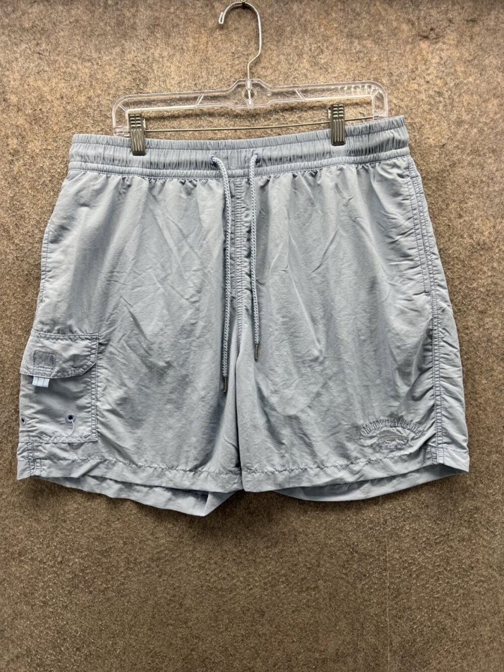 Tommy Bahama Swim Trunks Mens Large Blue Solid Mesh Lined Drawstring Shorts